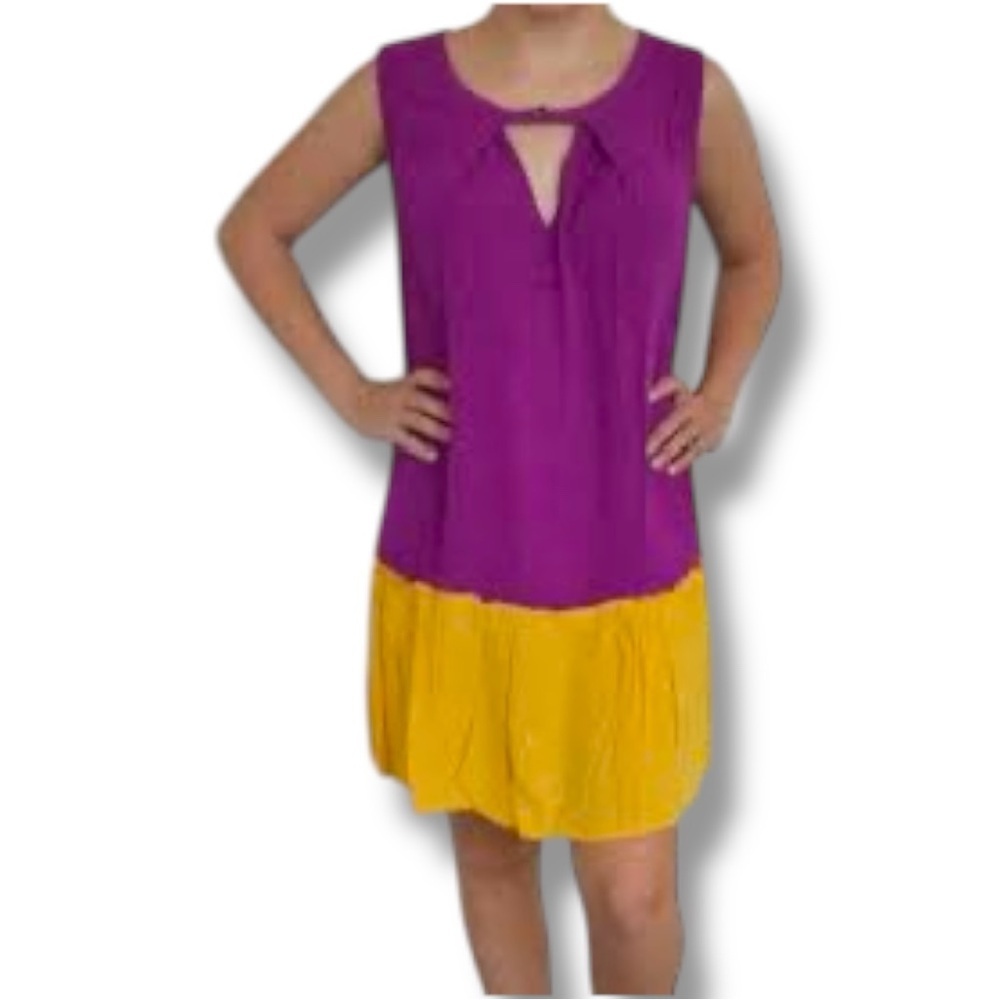 UMGEE Size Medium Purple/Gold 60% Cotton 40% Rayon Sleeveless Dress
